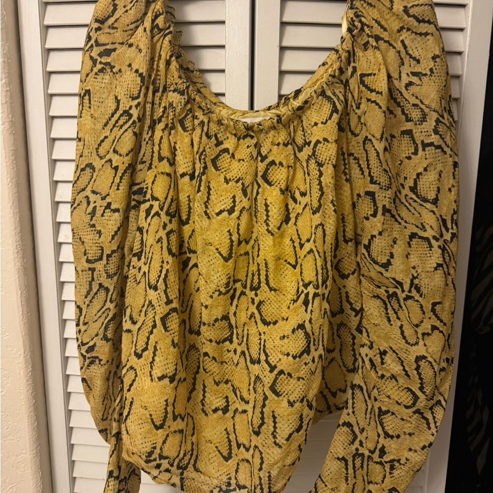 Frame Denim Yellow Snake Print Blouse